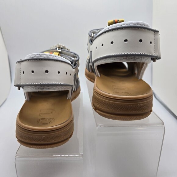 Gucci Tinsel Sport Sandals Mesh Fabric GG Crystal Chain White/Silver W 35.5 NIB - Picture 5 of 10